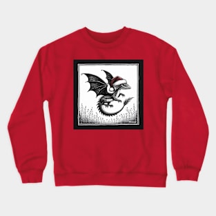 Dragon Illustration with Santa hat Crewneck Sweatshirt